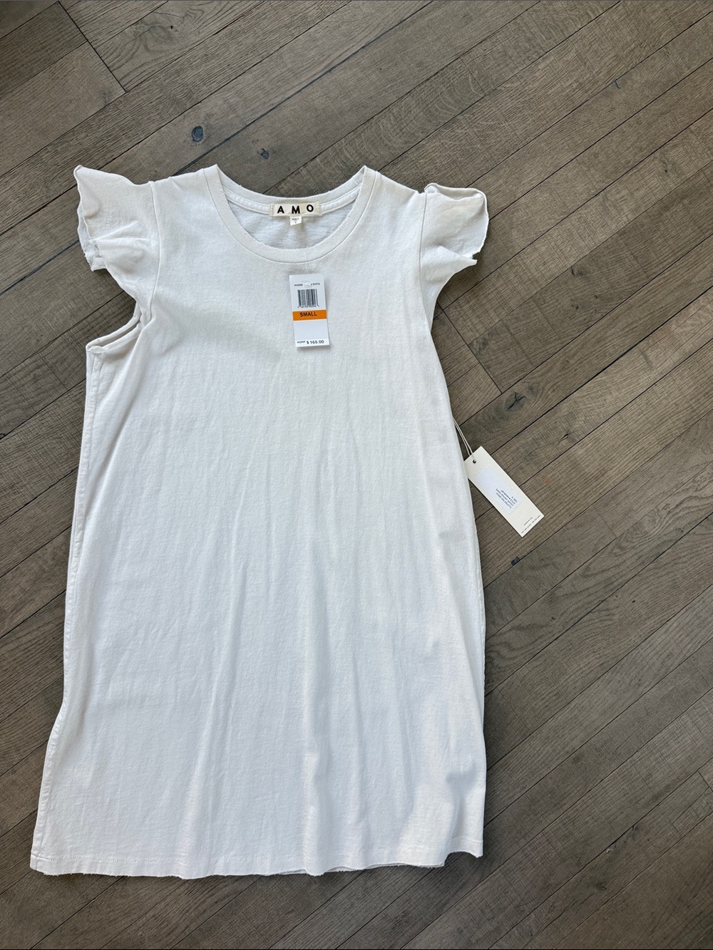 AMO Cream Short Sleeve Ruffle-Yoke Dress